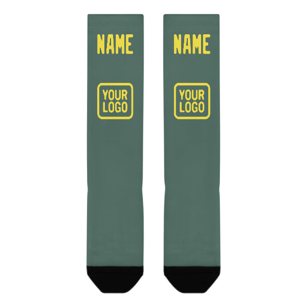 Chaussettes hautes personnalisées bleu, vert et jaune clair