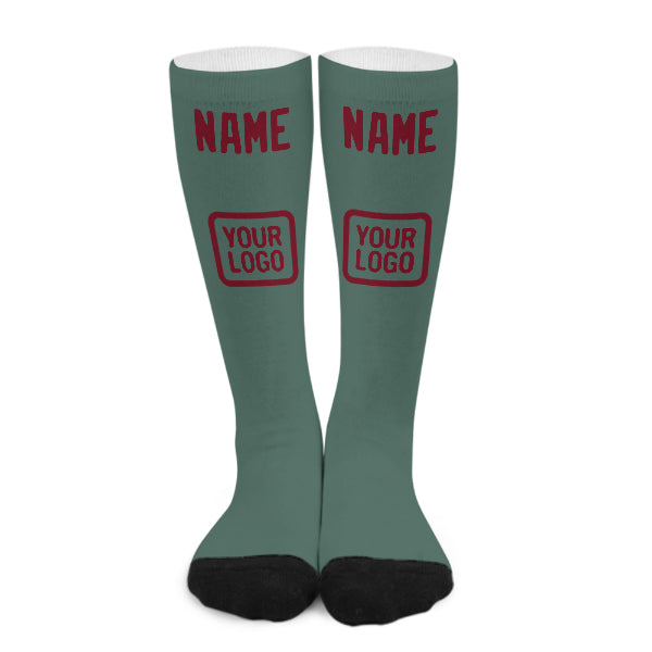 Chaussettes hautes personnalisées bleu vert cramoisi rouge