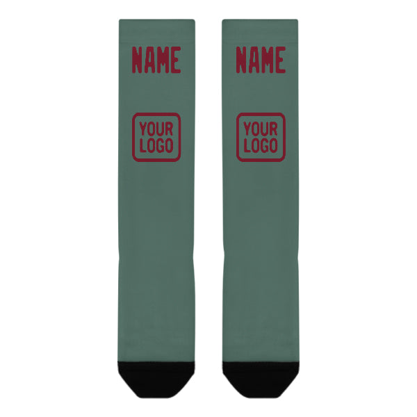 Chaussettes hautes personnalisées bleu vert cramoisi rouge