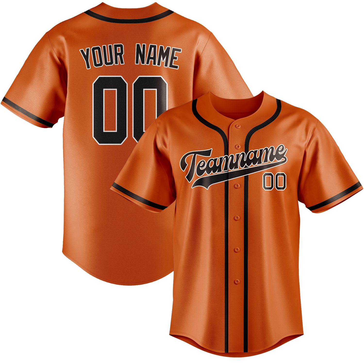 Maillot de baseball personnalisé orange et marron