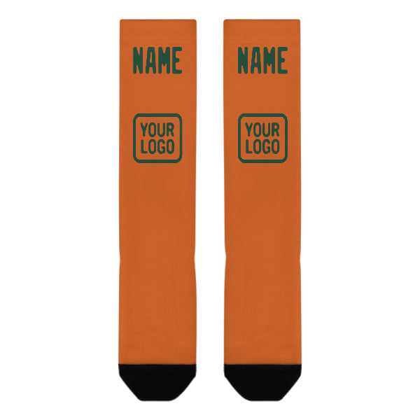 Chaussettes hautes orange et vertes personnalisées
