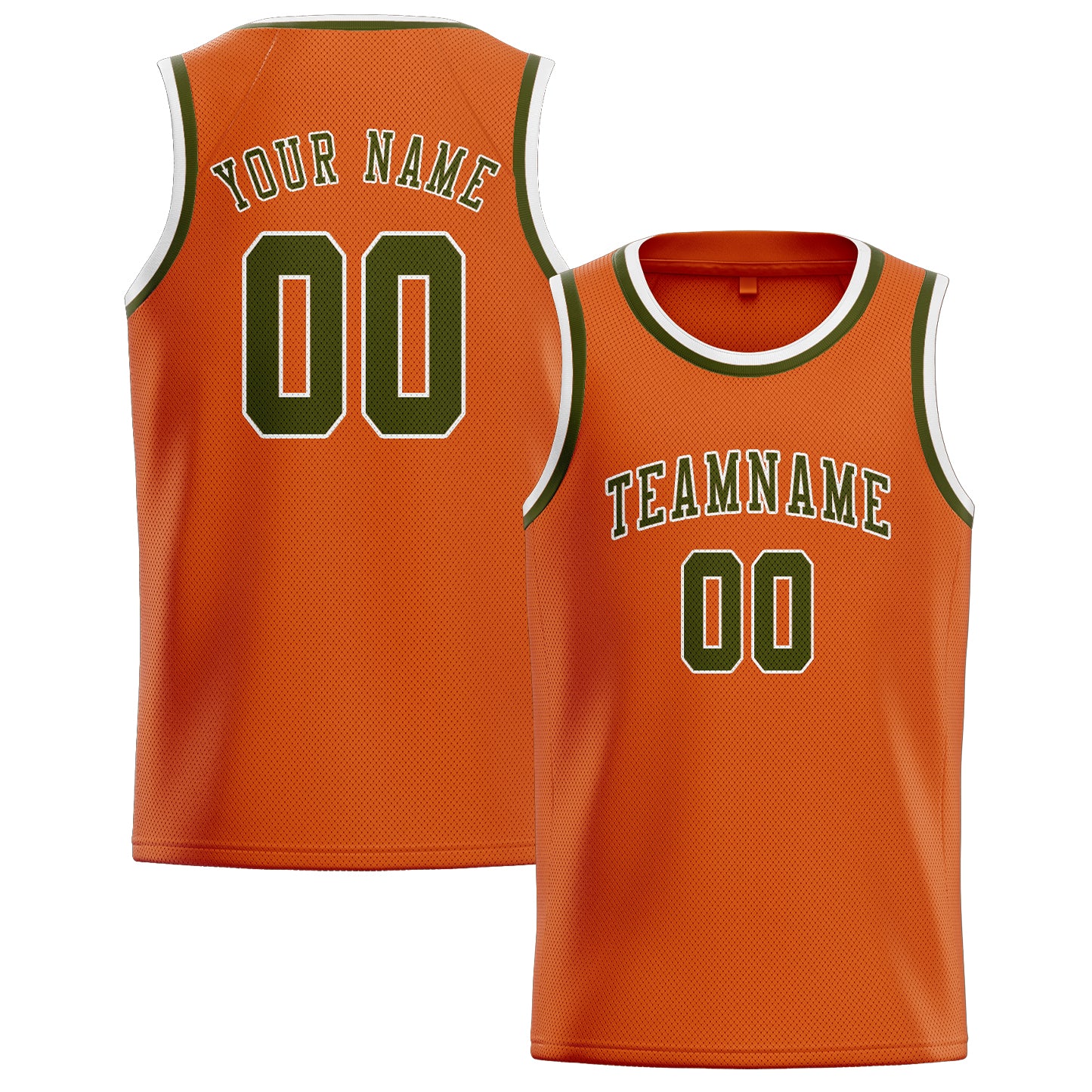 Maillot de basketball personnalisé orange olive