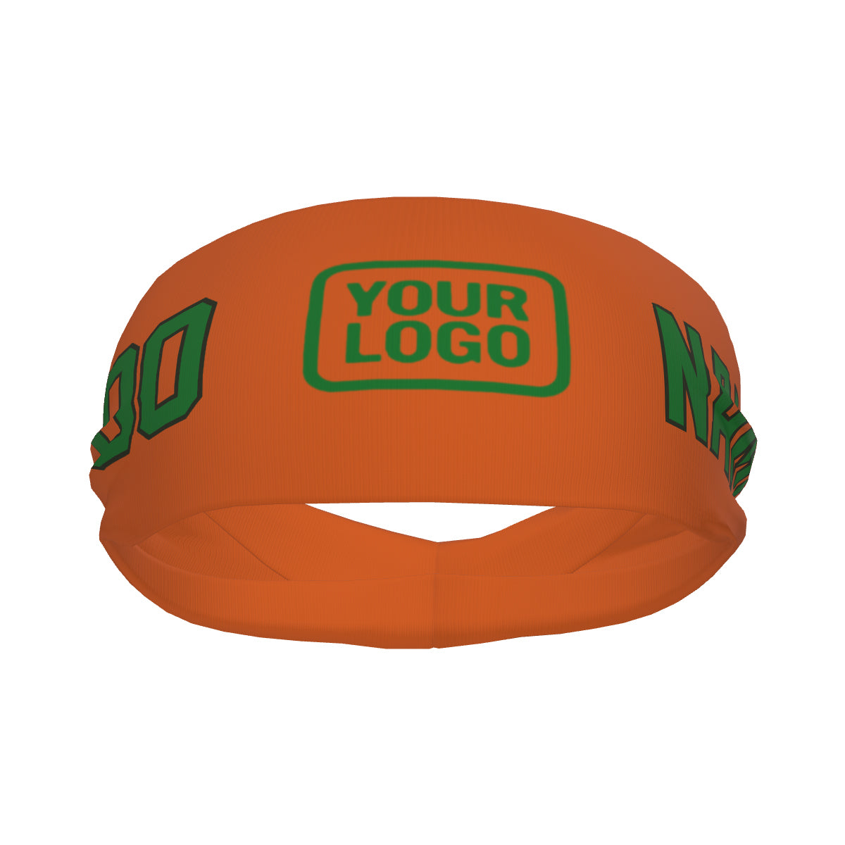 Bandeau de sport personnalisé orange et vert émeraude