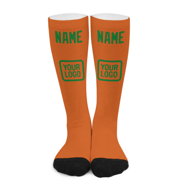 Chaussettes hautes personnalisées orange et vert émeraude