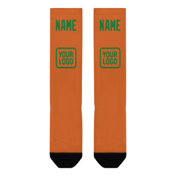 Chaussettes hautes personnalisées orange et vert émeraude