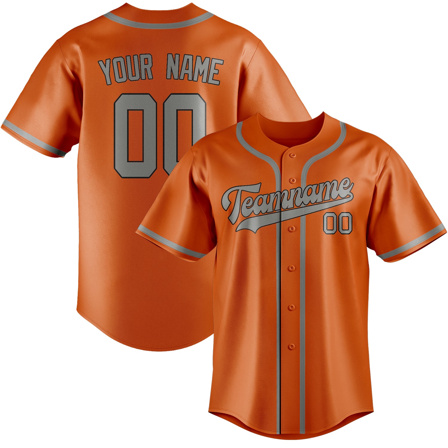 Maillot de baseball personnalisé orange et gris