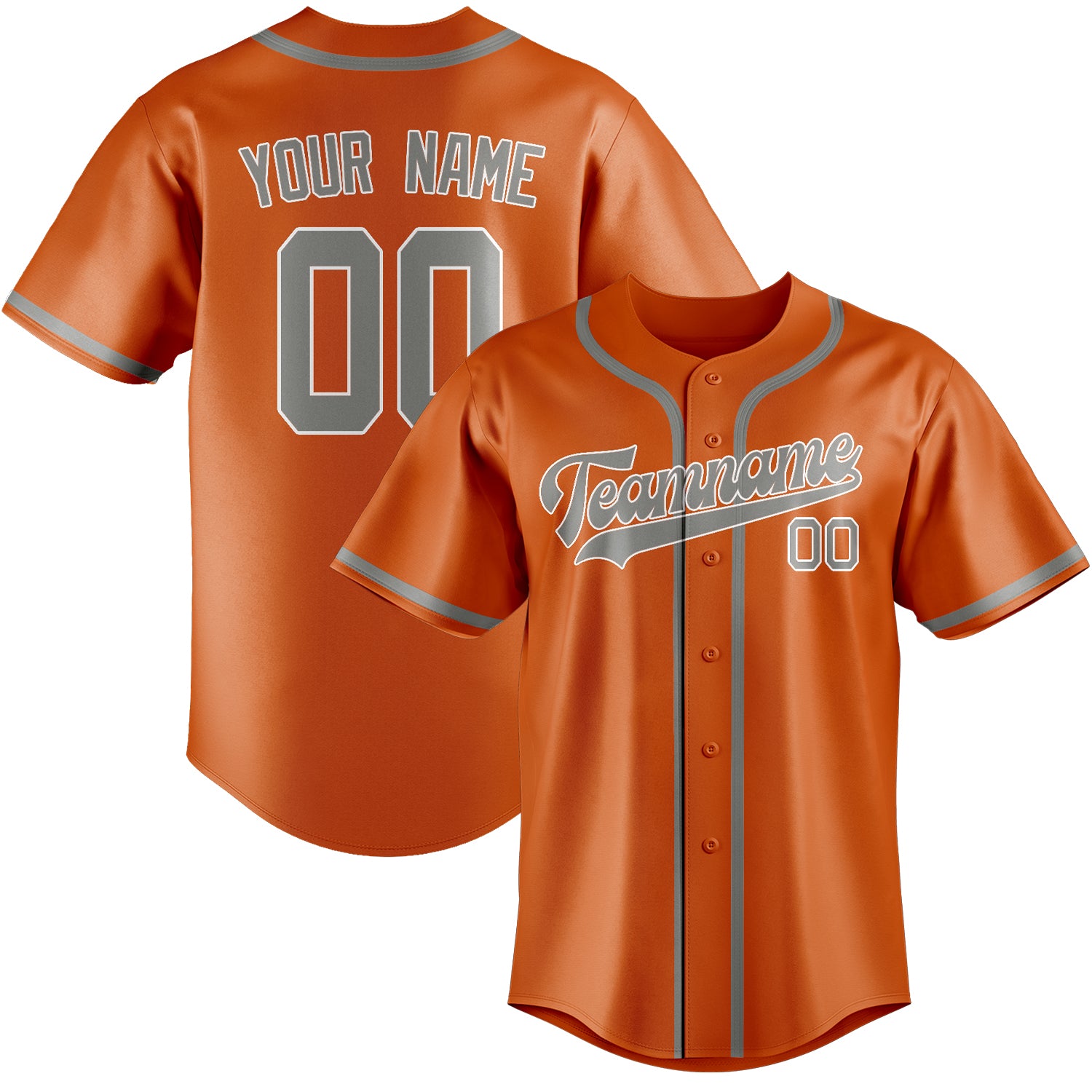 Maillot de baseball personnalisé orange et gris