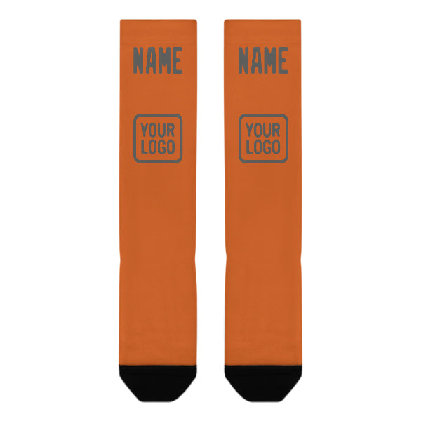 Chaussettes hautes personnalisées orange et gris foncé