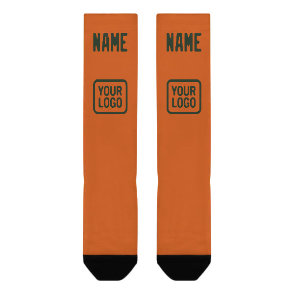 Chaussettes hautes personnalisées orange et vert foncé