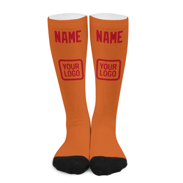Chaussettes hautes orange et rouges personnalisées