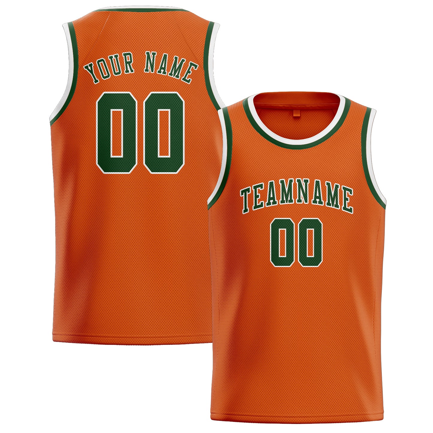 Maillot de basketball personnalisé orange et vert foncé