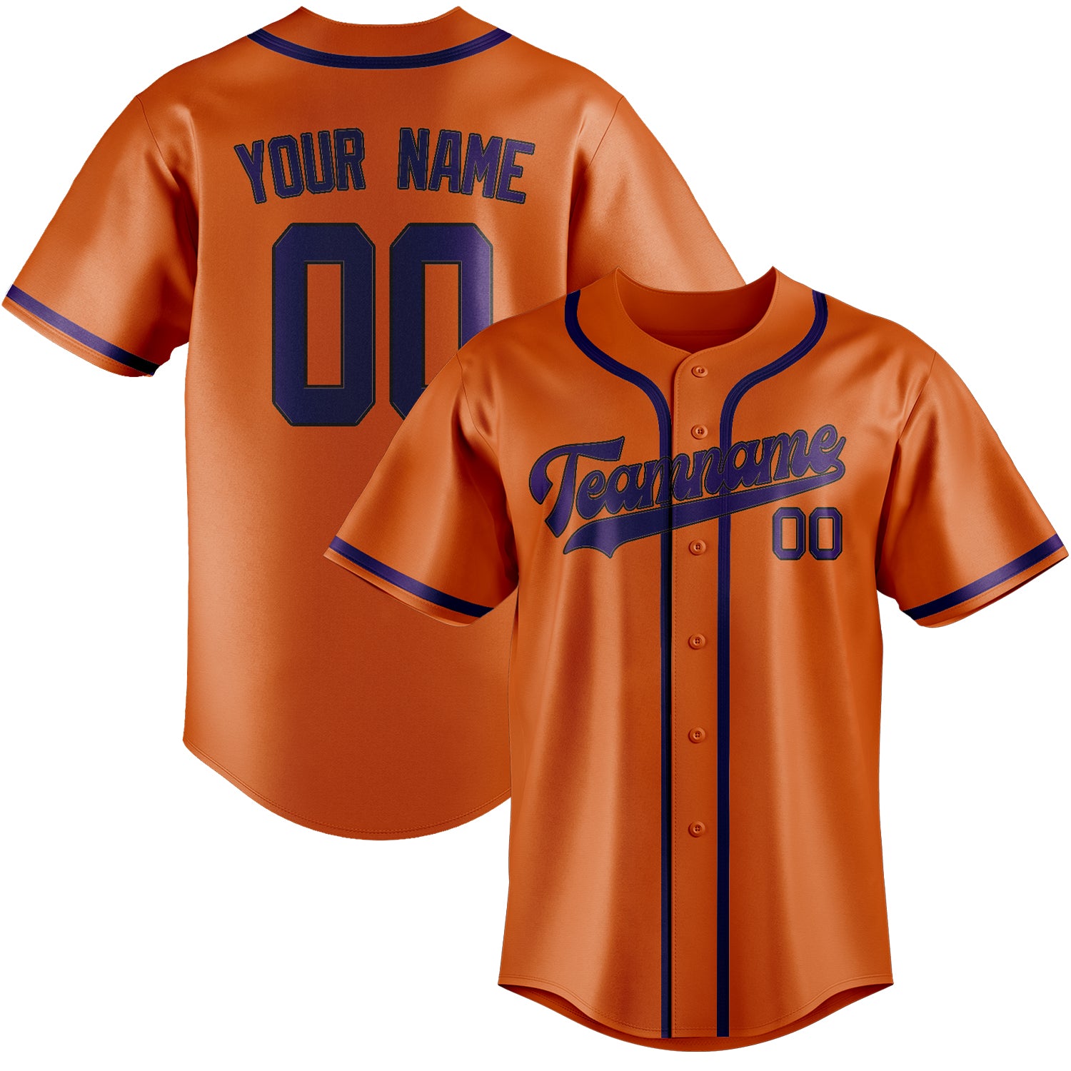 Maillot de baseball personnalisé orange et violet