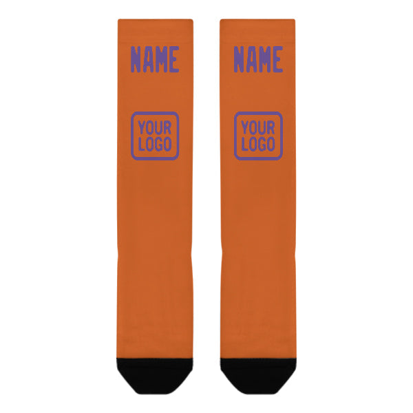 Chaussettes hautes personnalisées orange et violet clair