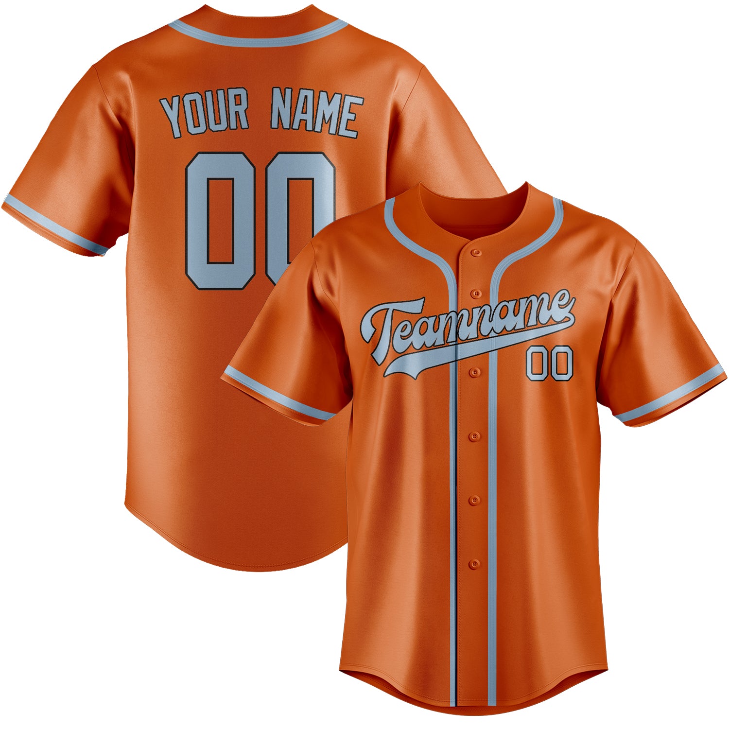 Maillot de baseball personnalisé orange et bleu clair