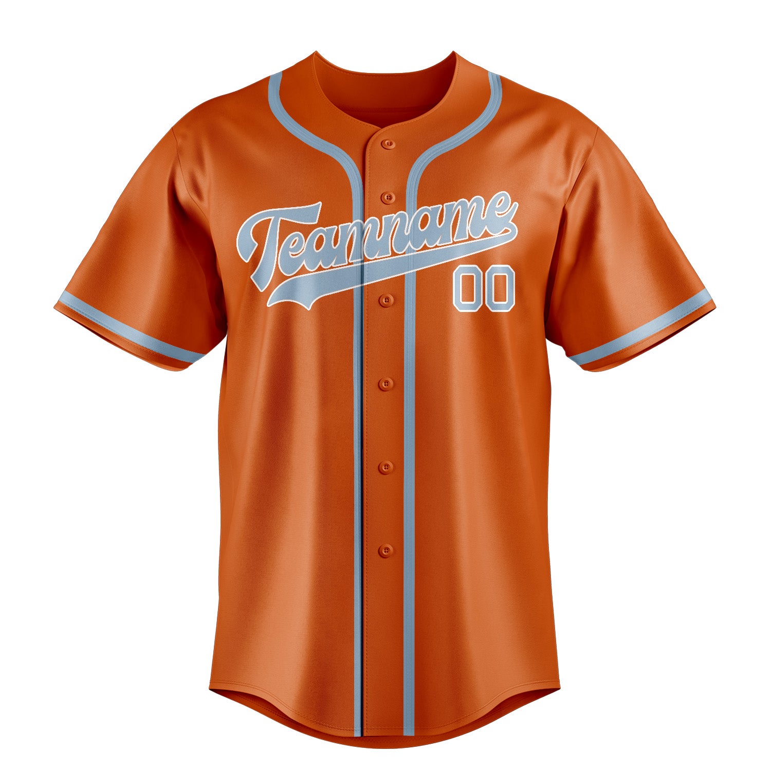 Maillot de baseball personnalisé orange et bleu clair