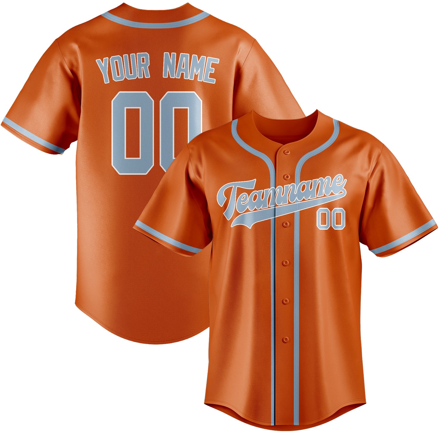 Maillot de baseball personnalisé orange et bleu clair