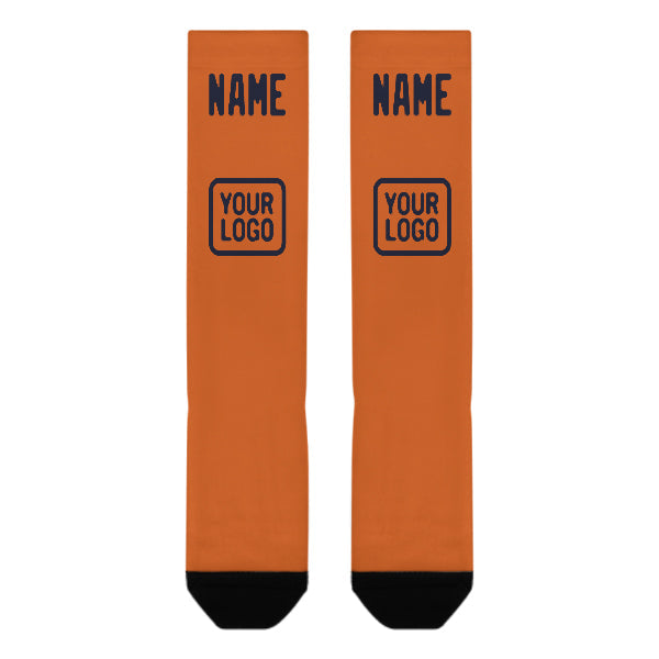 Chaussettes hautes orange et marine personnalisées