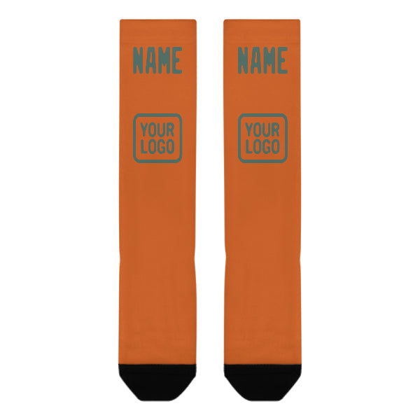 Chaussettes hautes personnalisées orange, bleues et vertes