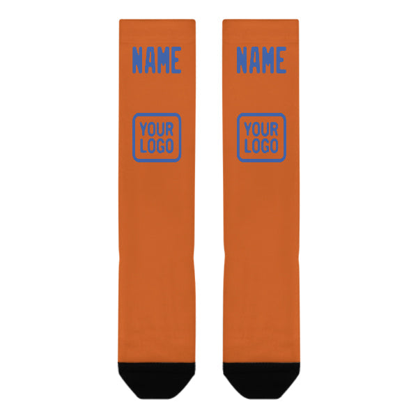 Chaussettes hautes personnalisées orange et bleu ciel