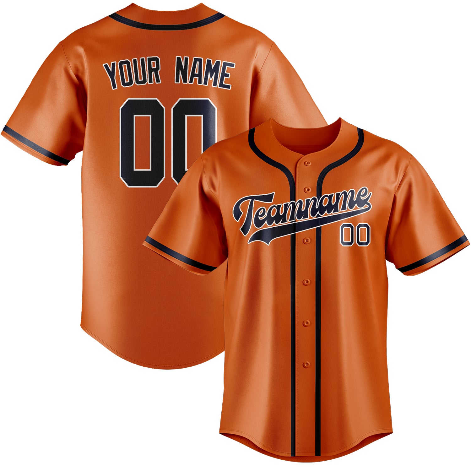 Maillot de baseball personnalisé orange et marine