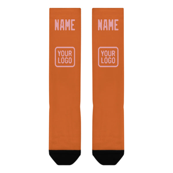Chaussettes hautes personnalisées orange et rose clair