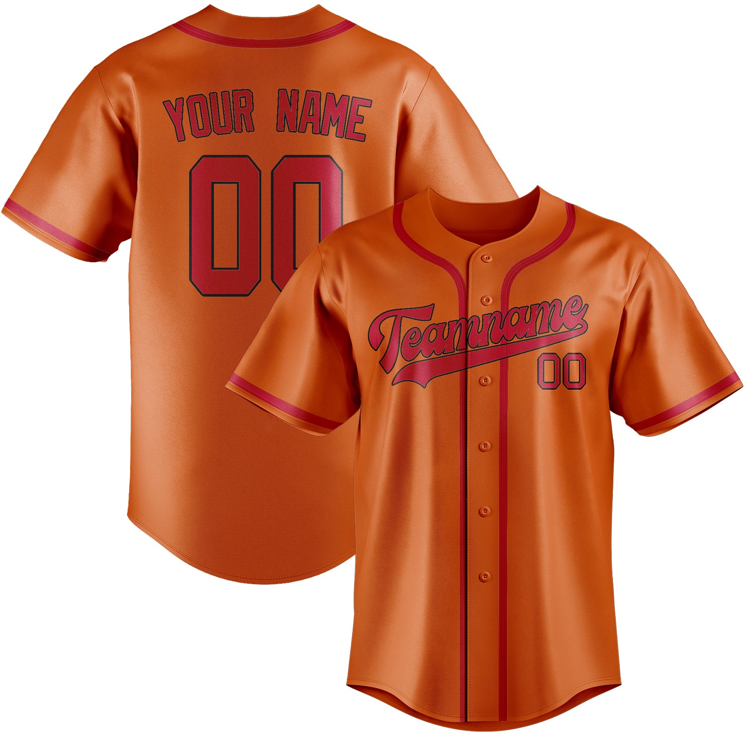 Maillot de baseball personnalisé orange et rouge