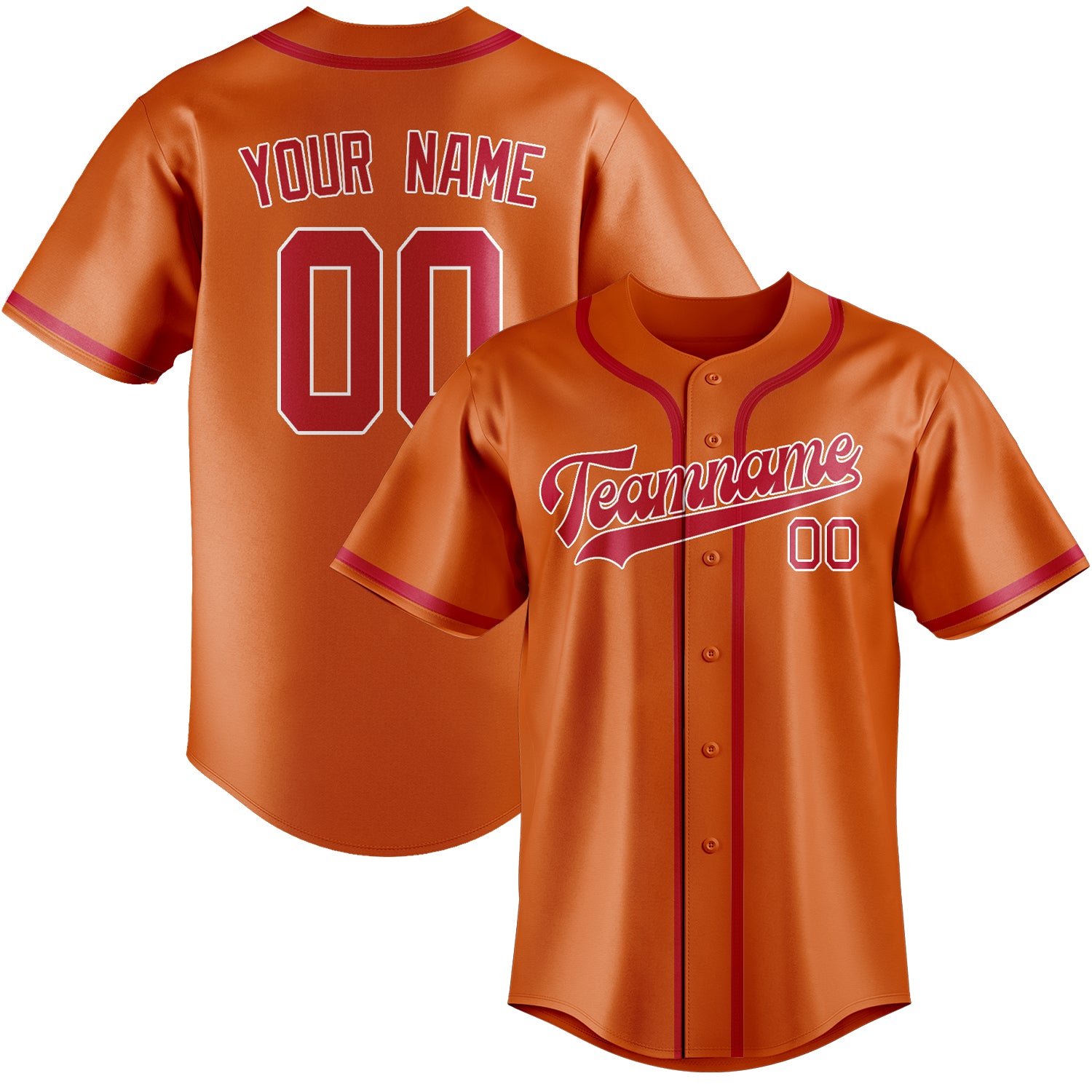 Maillot de baseball personnalisé orange et rouge