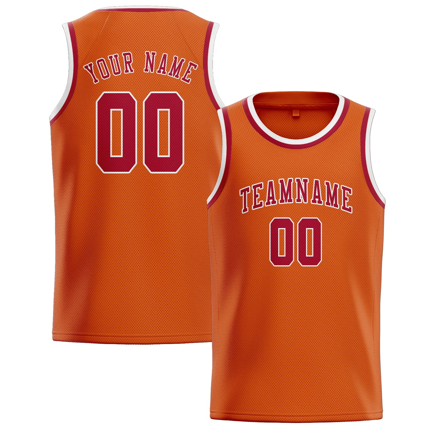 Maillot de basketball personnalisé orange et rouge