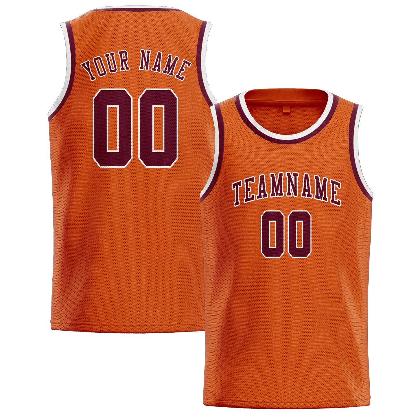 Maillot de basketball personnalisé orange et rouge cramoisi