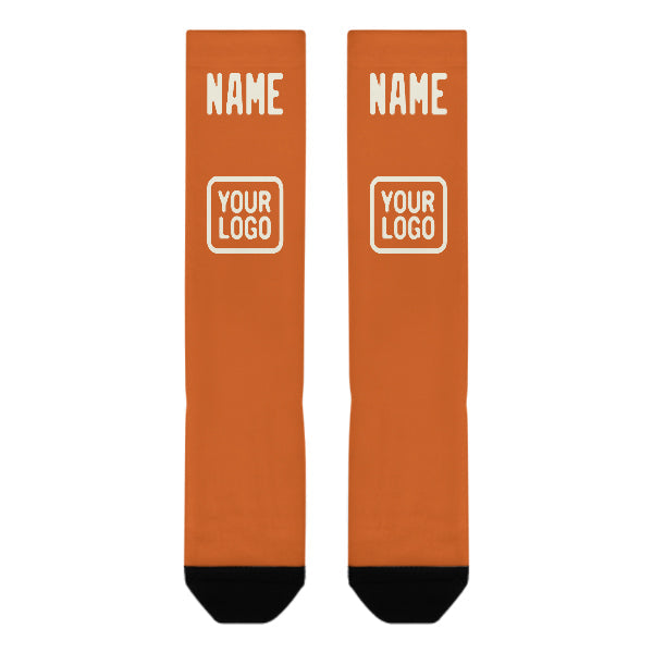 Chaussettes hautes personnalisées orange crème