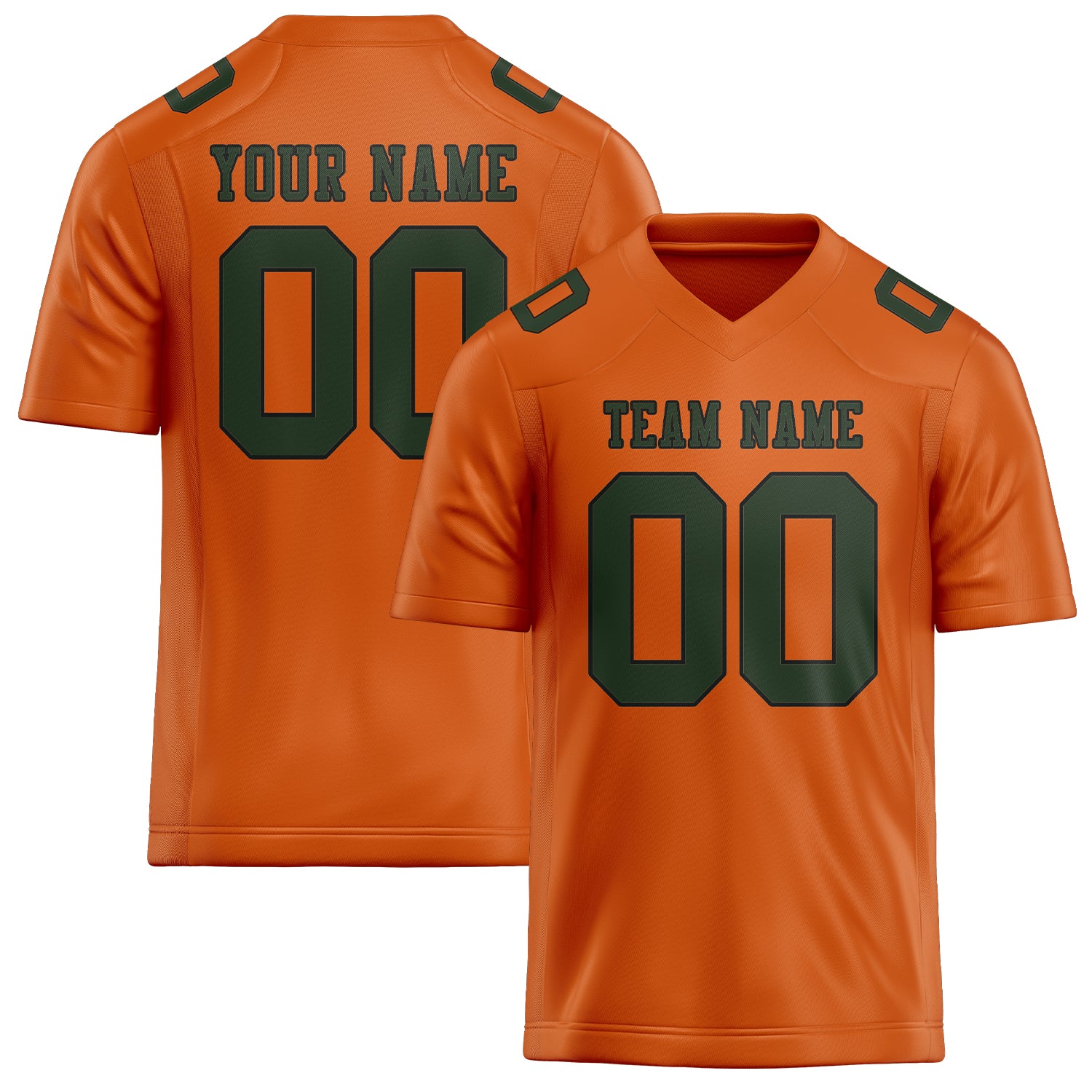 Maillot de football personnalisé orange et vert foncé