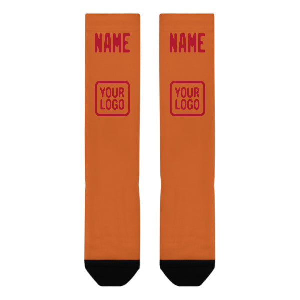 Chaussettes hautes orange et rouges personnalisées