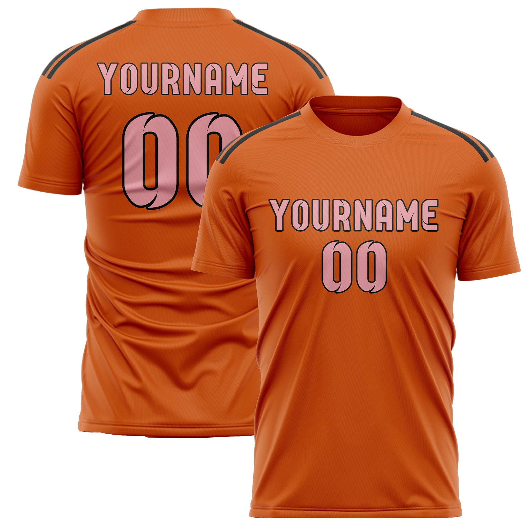 Maillot de football personnalisé orange et rose clair