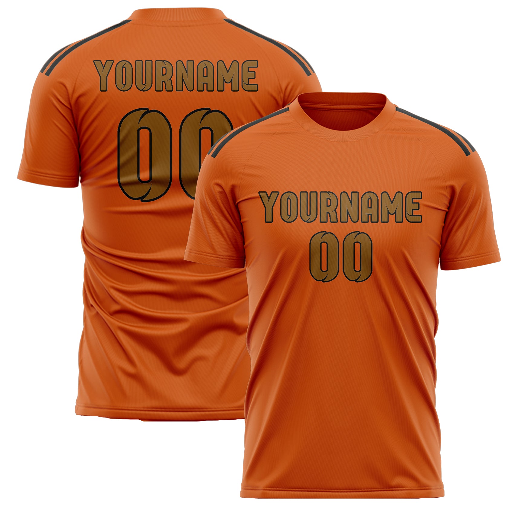 Maillot de football orange kaki personnalisé