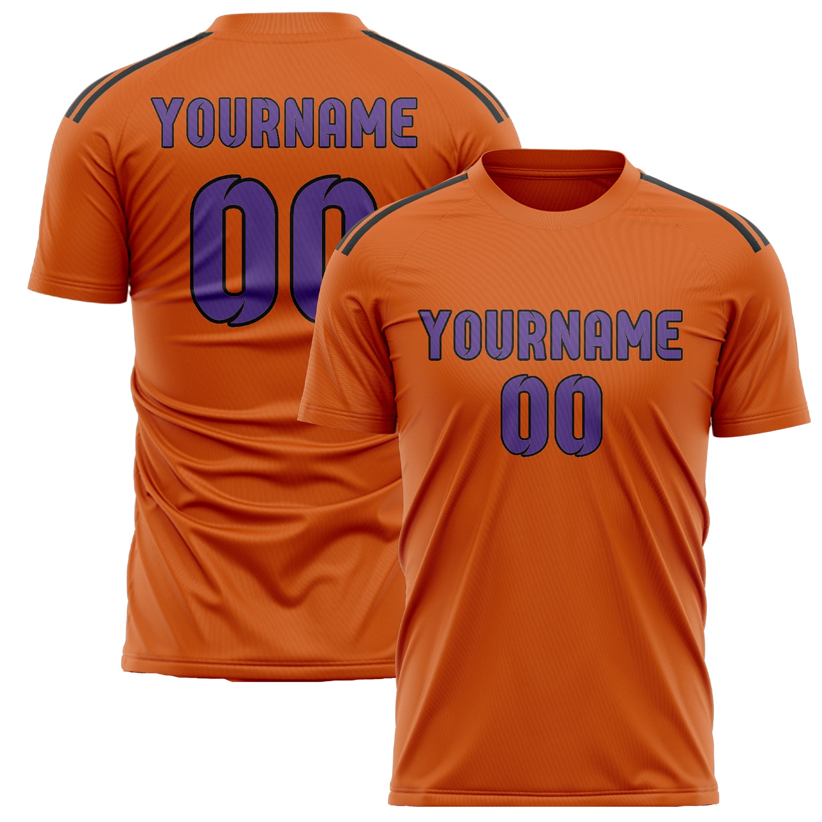 Maillot de football personnalisé orange clair et violet