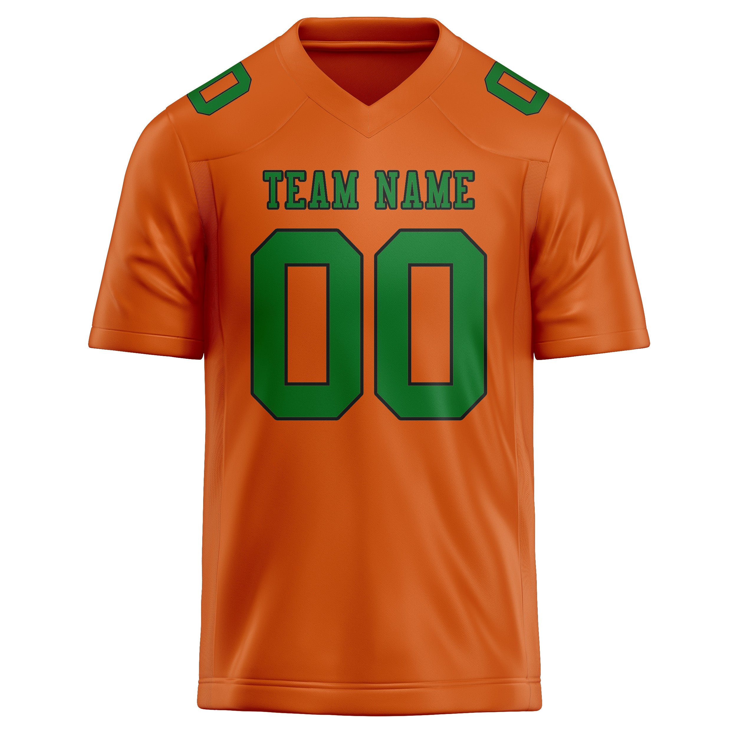 Maillot de football personnalisé orange et vert émeraude