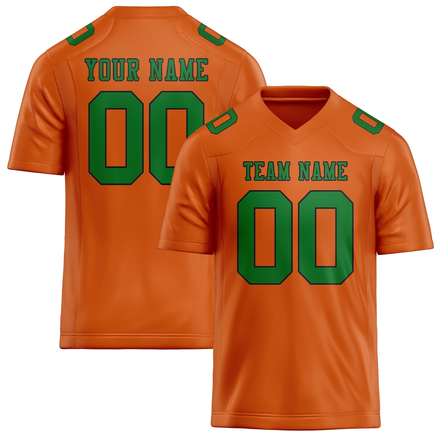 Maillot de football personnalisé orange et vert émeraude