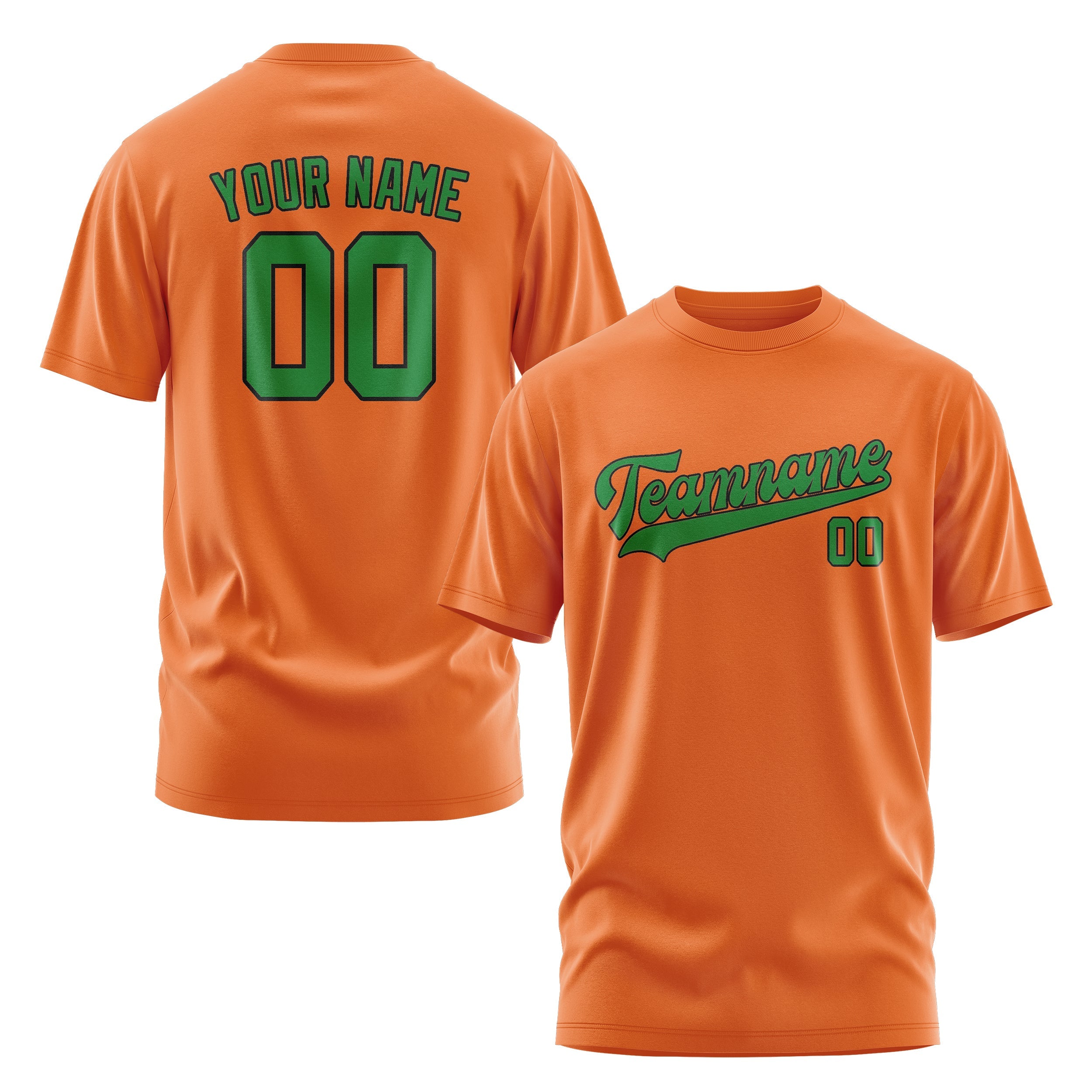T-shirt personnalisé orange et vert émeraude