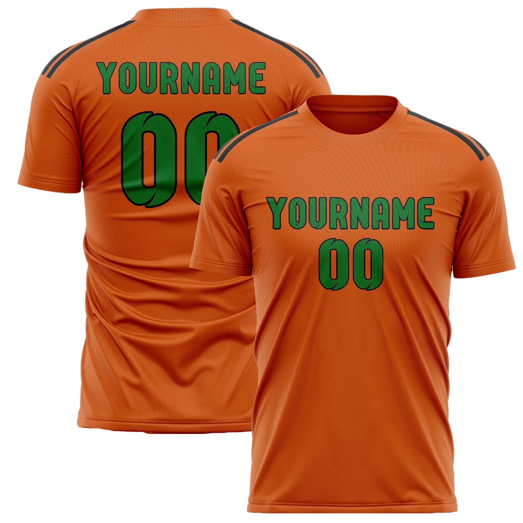 Maillot de football personnalisé orange et vert émeraude