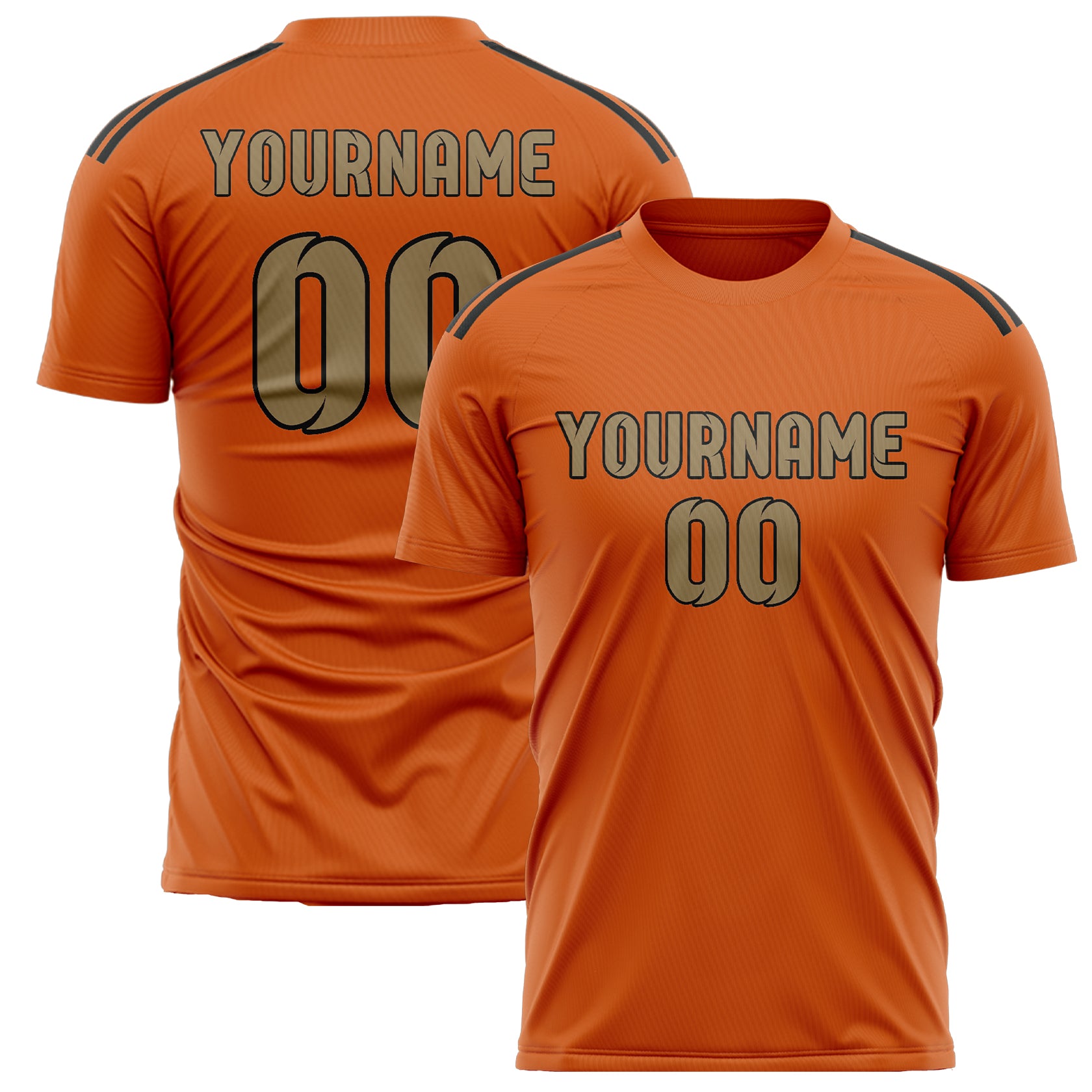 Maillot de football personnalisé orange clair kaki