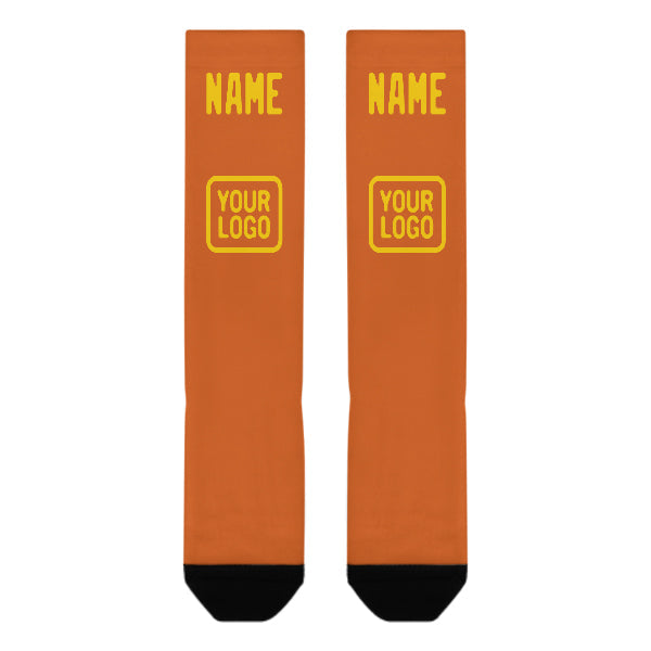 Chaussettes hautes orange et or personnalisées
