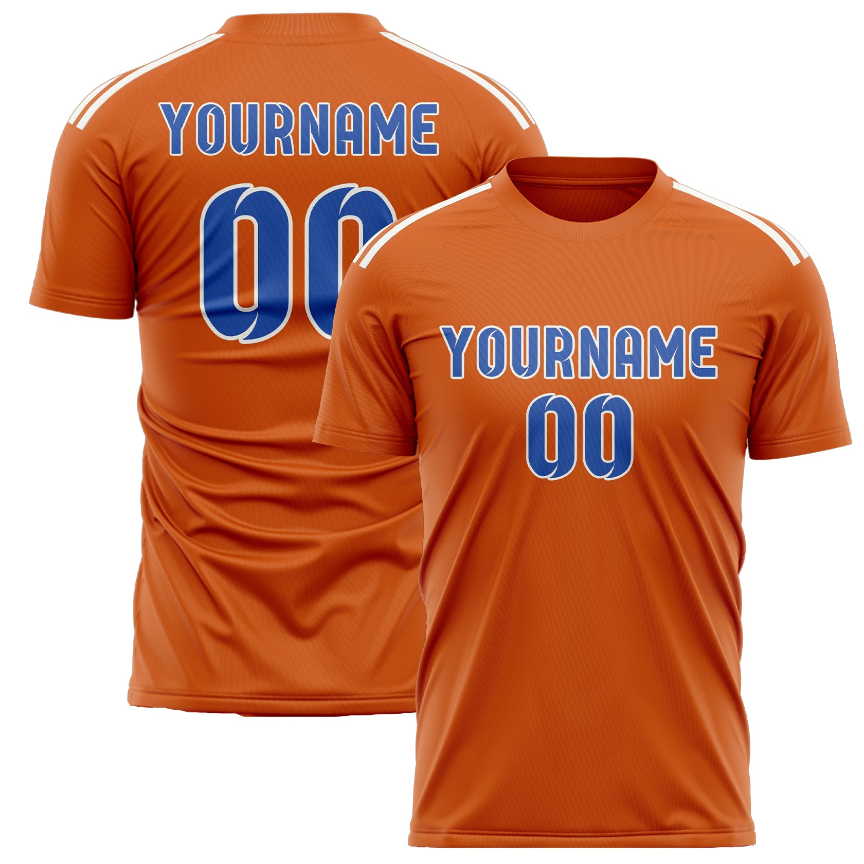 Maillot de football personnalisé orange et bleu ciel