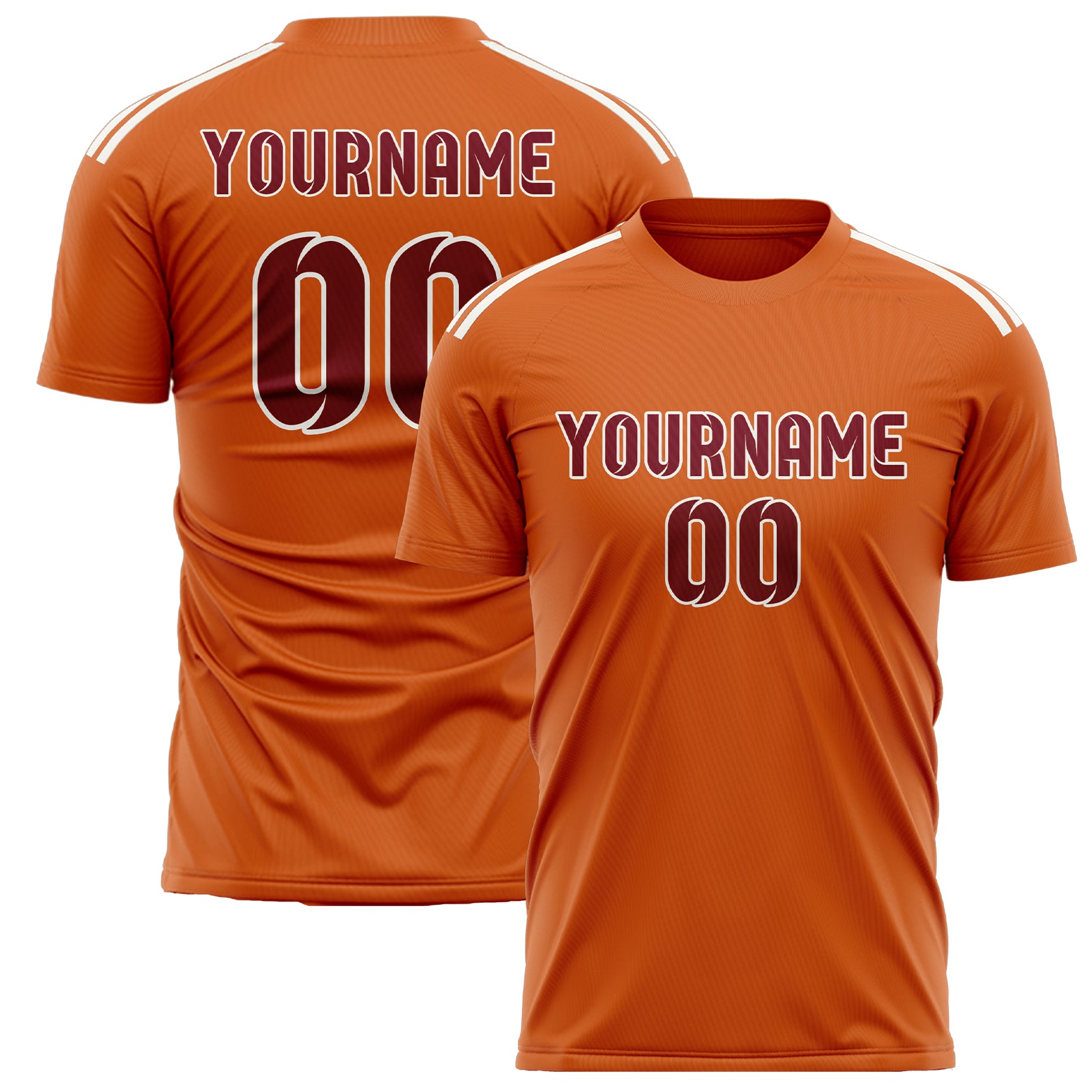 Maillot de football personnalisé orange et rouge cramoisi