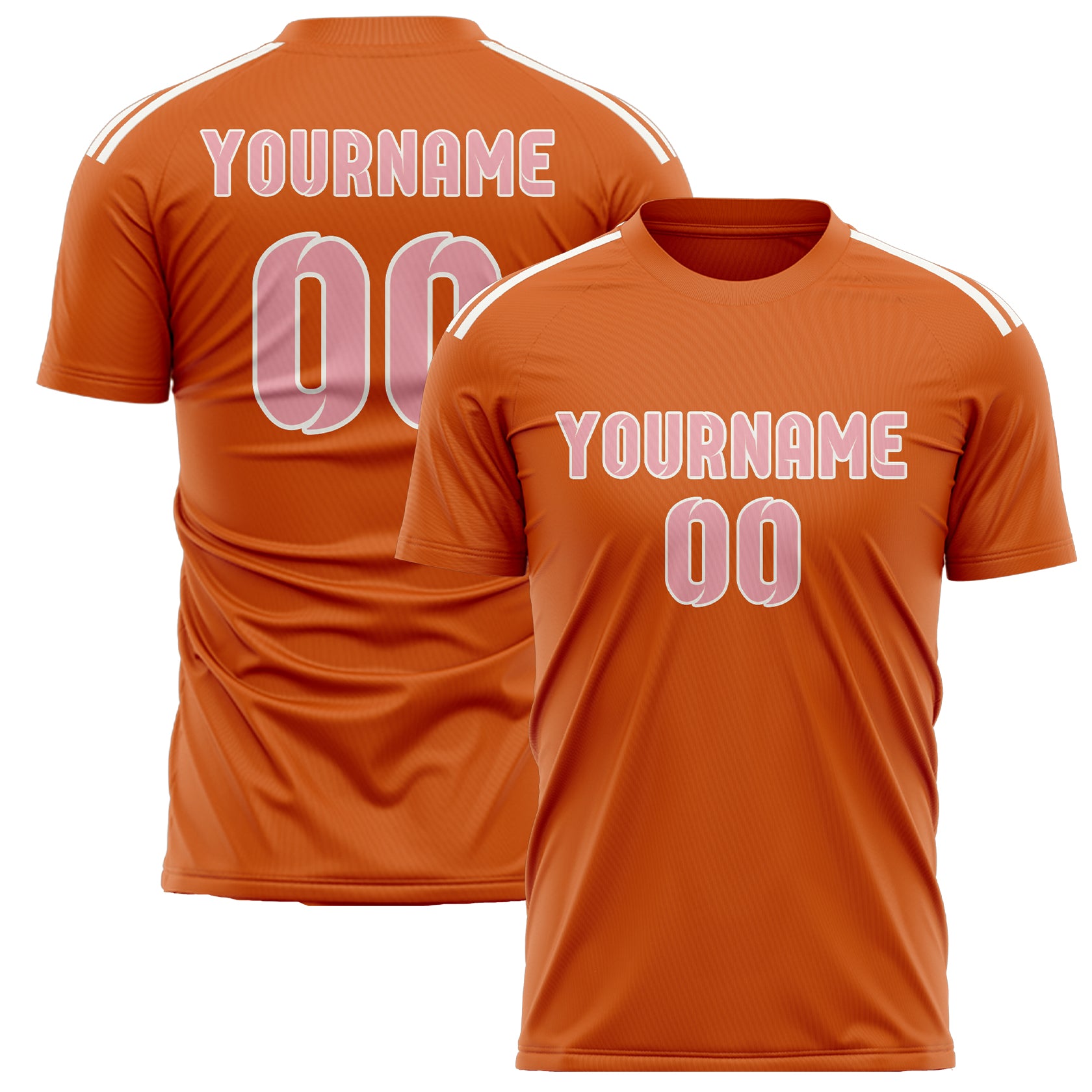 Maillot de football personnalisé orange et rose clair