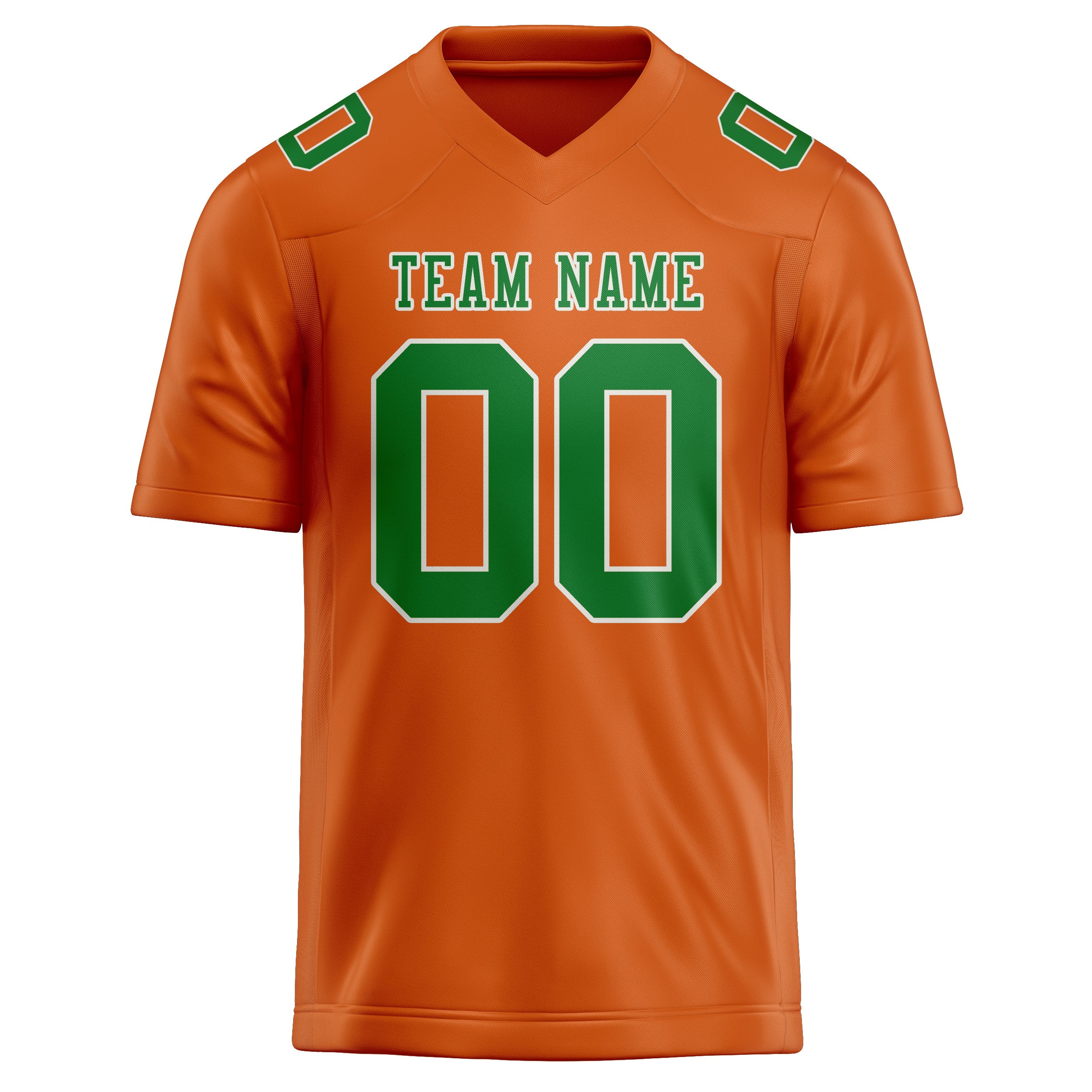Maillot de football personnalisé orange et vert émeraude