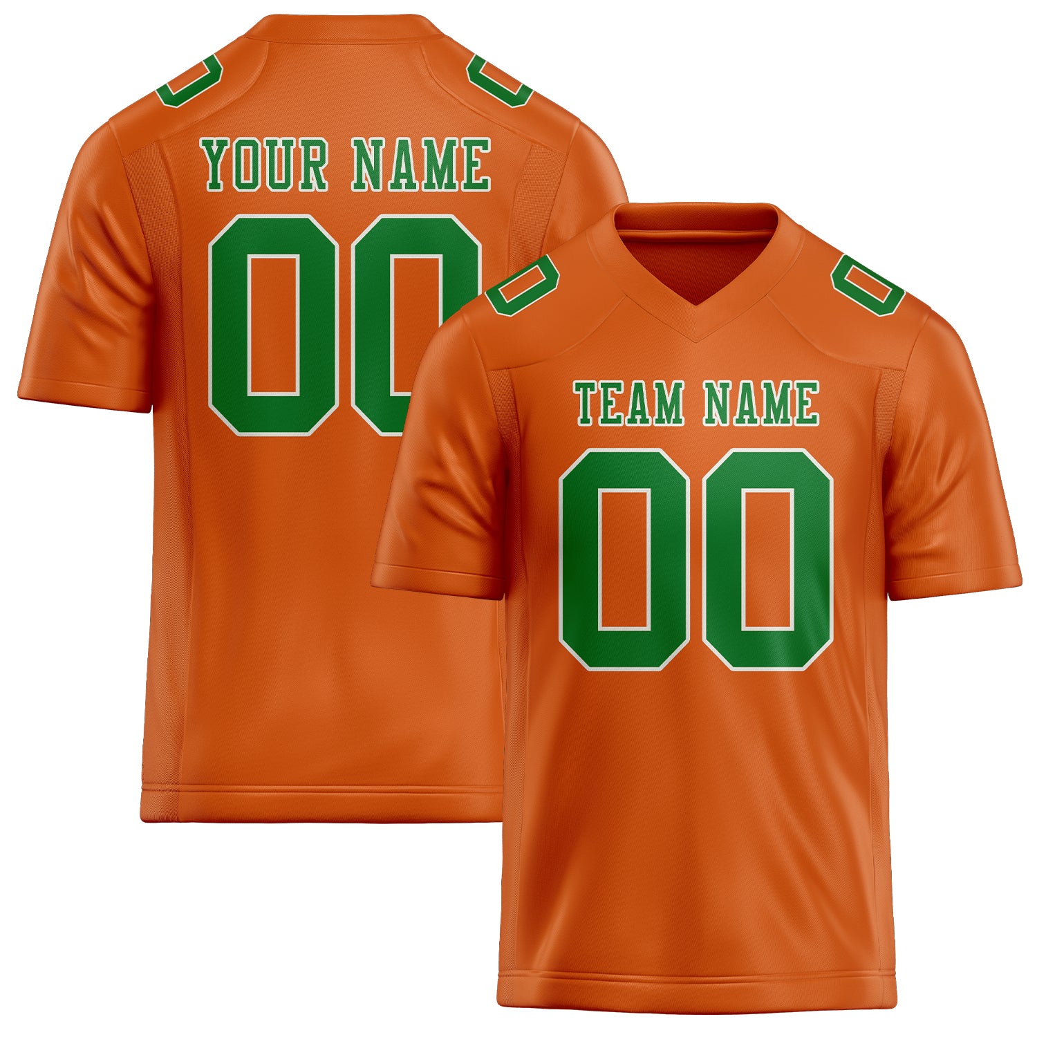 Maillot de football personnalisé orange et vert émeraude
