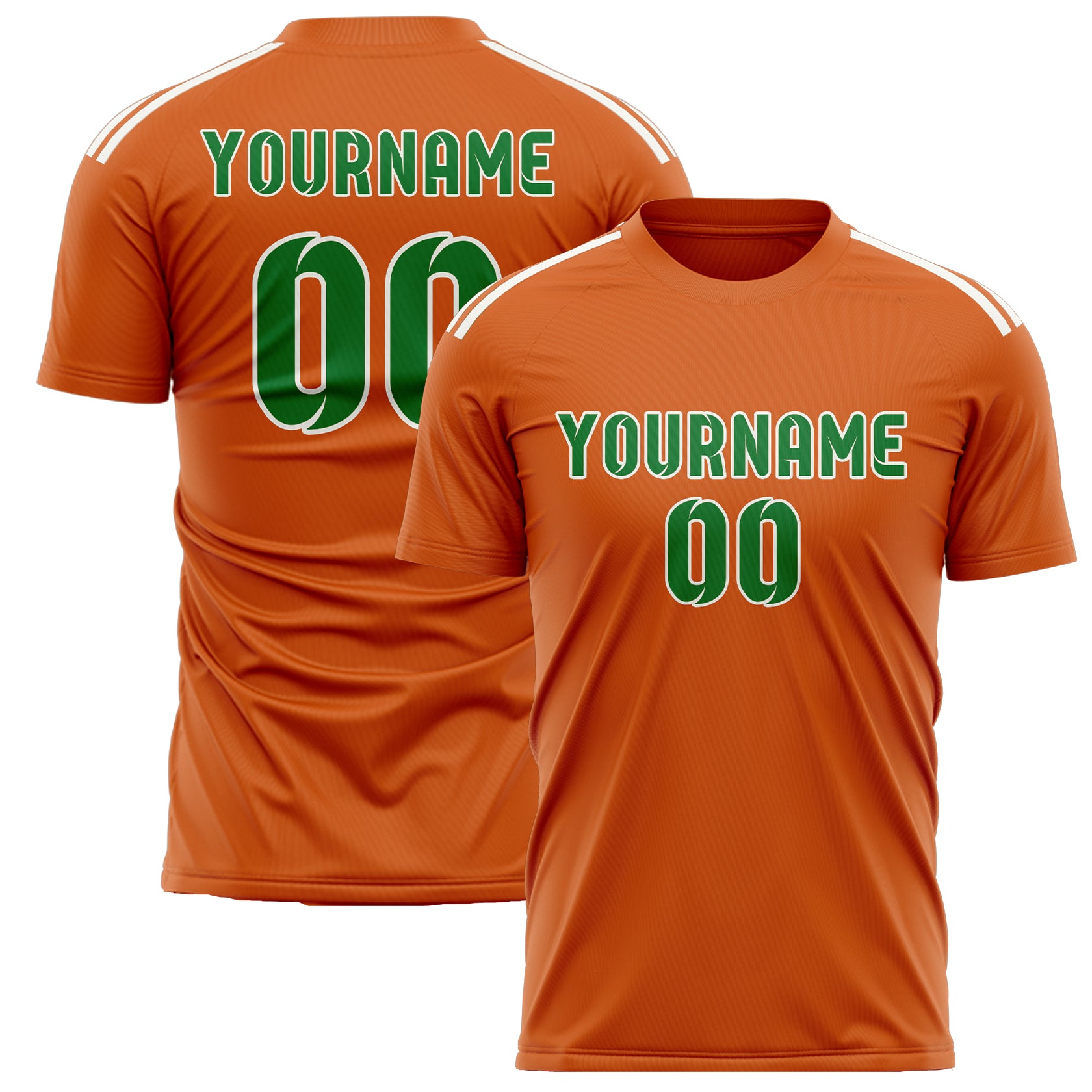Maillot de football personnalisé orange et vert émeraude