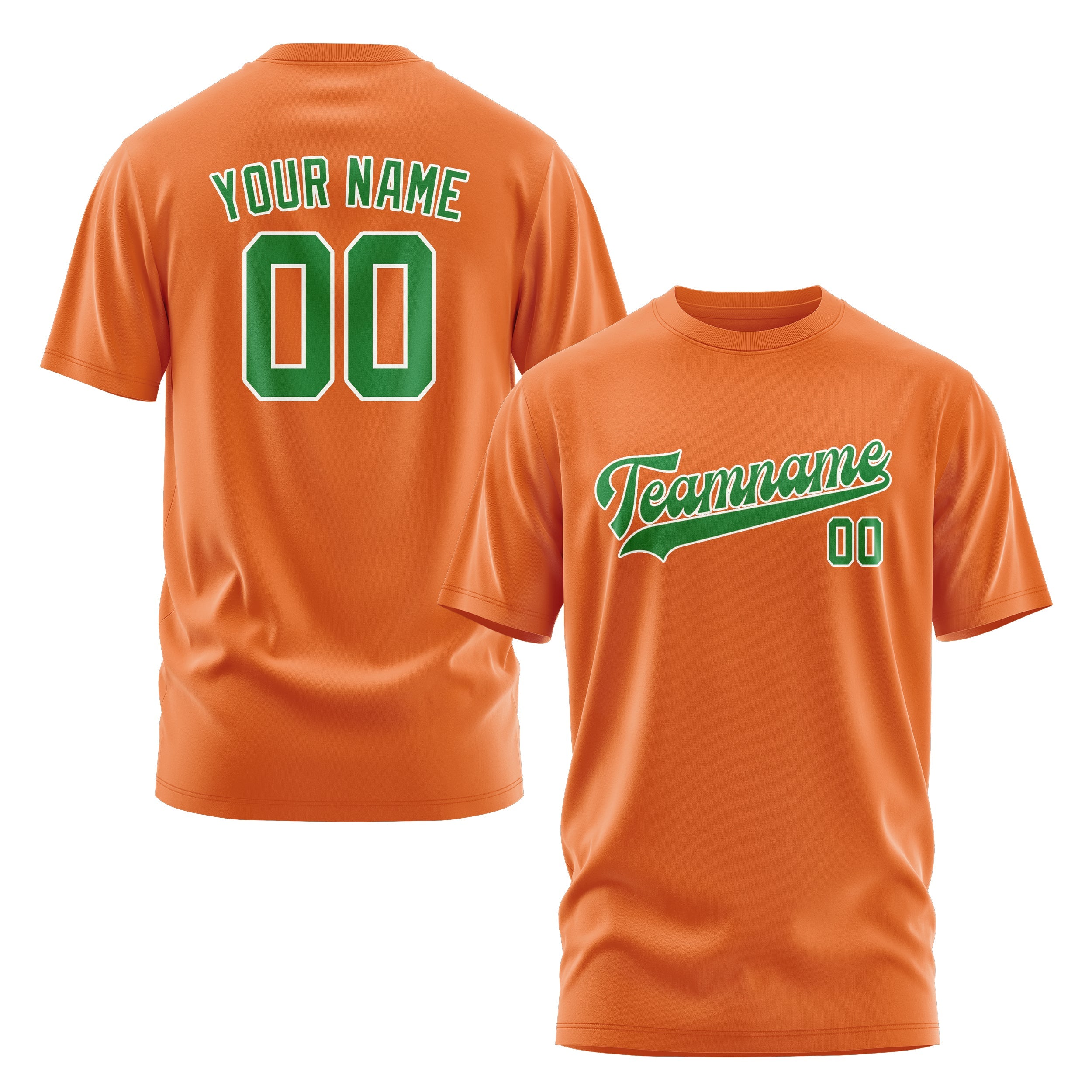 T-shirt personnalisé orange et vert émeraude