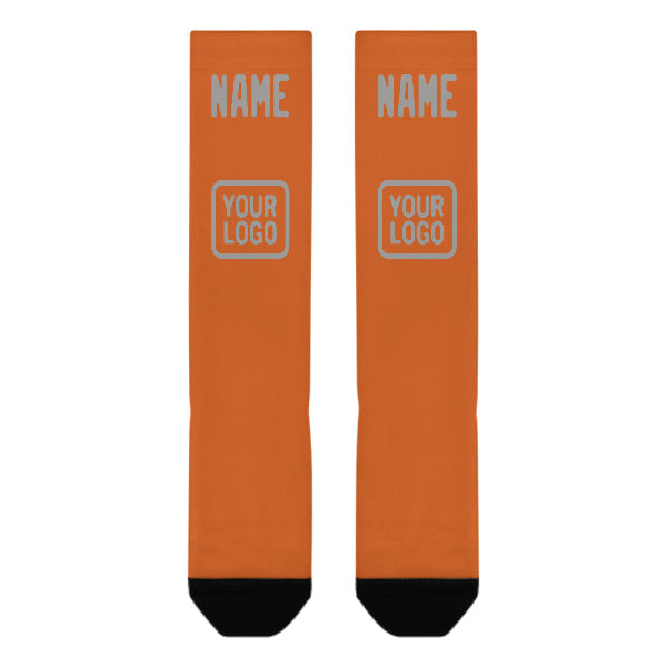 Chaussettes hautes orange et grises personnalisées