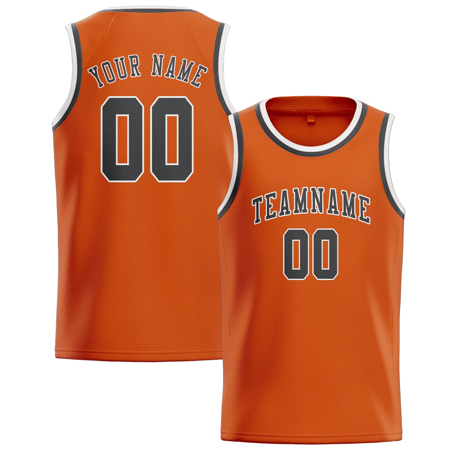Maillot de basketball personnalisé orange et gris foncé
